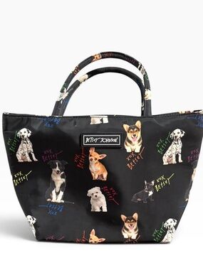 Betsey Johnson Dog Print Zip Up Insulated Lunch Cooler Tote Bag